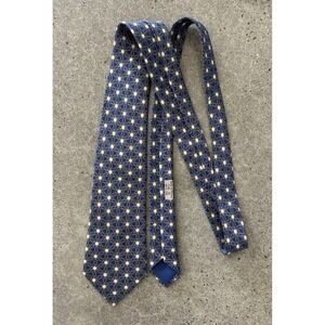 Hermes Vintage Tie‎ 100% Silk Blue Geometric Pattern 7590 SA